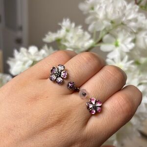 Pandora Floral Pink and Silver 925 Adjustable Ring
